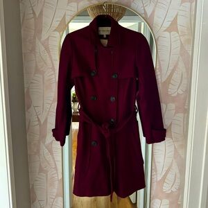 Burgundy Burberry Wool Coat